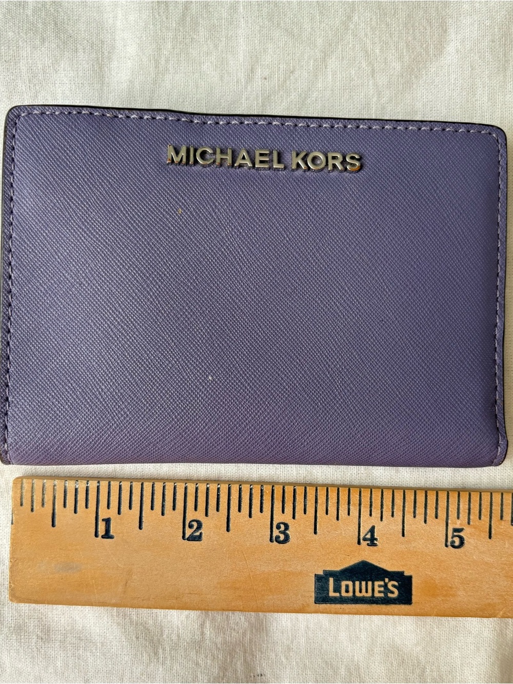 Michael Kors Lilac Saffiano Card Holder with Gold Logo